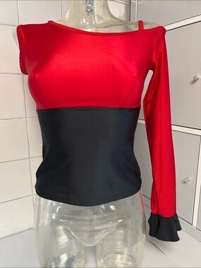 Fun Colorblock Asymmetrical Spandex Jazz Top M NWOT
